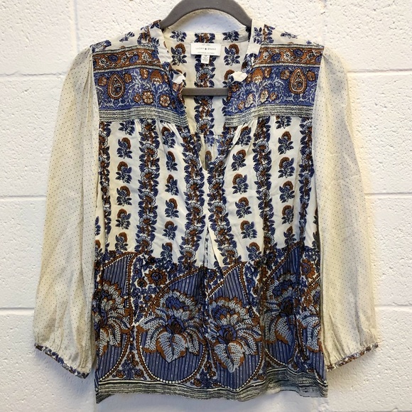 Lucky Brand Rami Peasant Boho Blouse - Picture 2 of 16